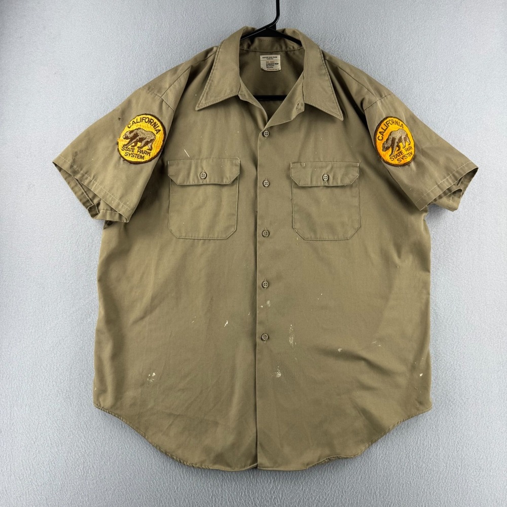 Vintage 70s Big Mac Shirt Mens XL Beige JC Penney Button Up 1974 Work California